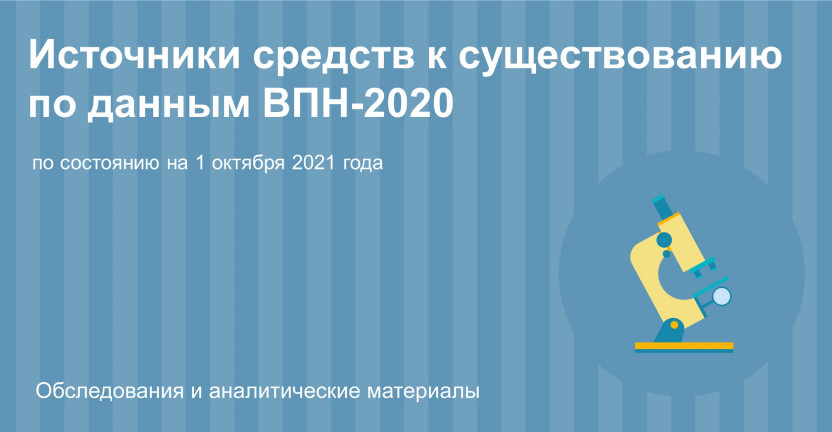 Источники средств к существованию по данным Всероссийской переписи  населения 2020 года по состоянию на 1 октября 2021 года